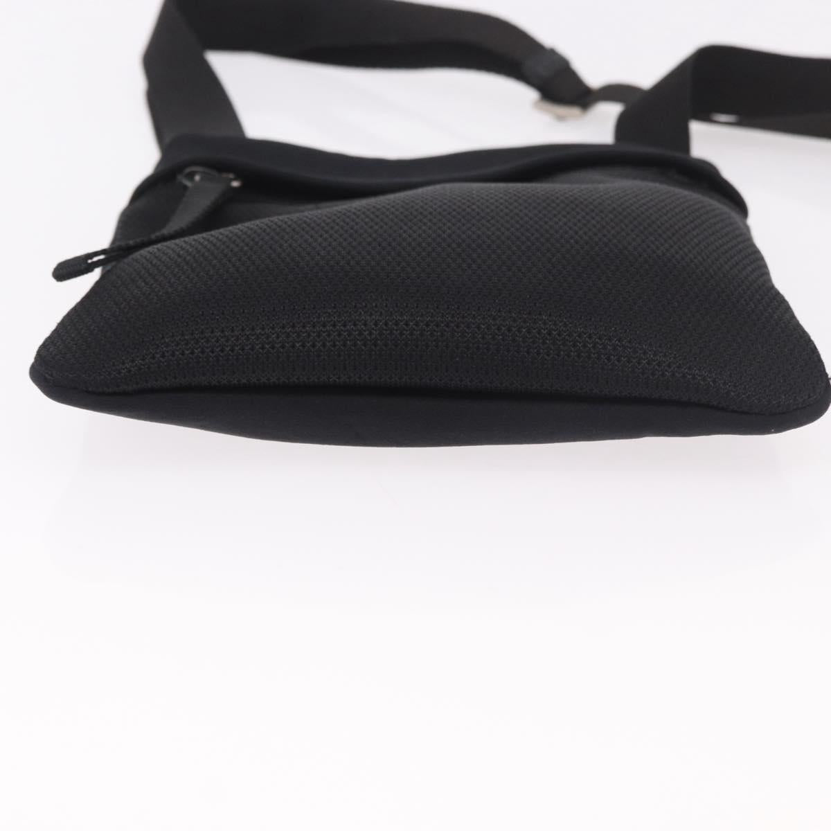 PRADA Sports Line Shoulder Bag Cotton Black Silver Auth ka4861