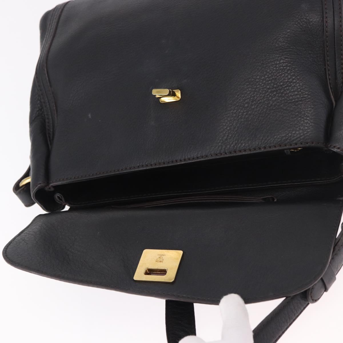 MCM Hand Bag Leather 2way Black Gold Auth ka4862