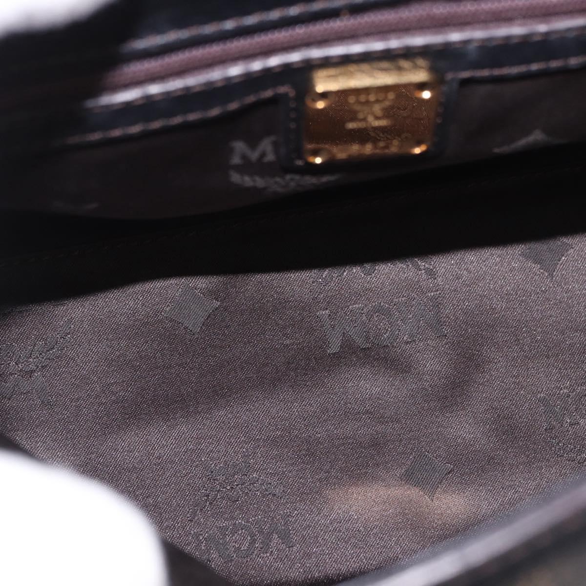 MCM Hand Bag Leather 2way Black Gold Auth ka4862