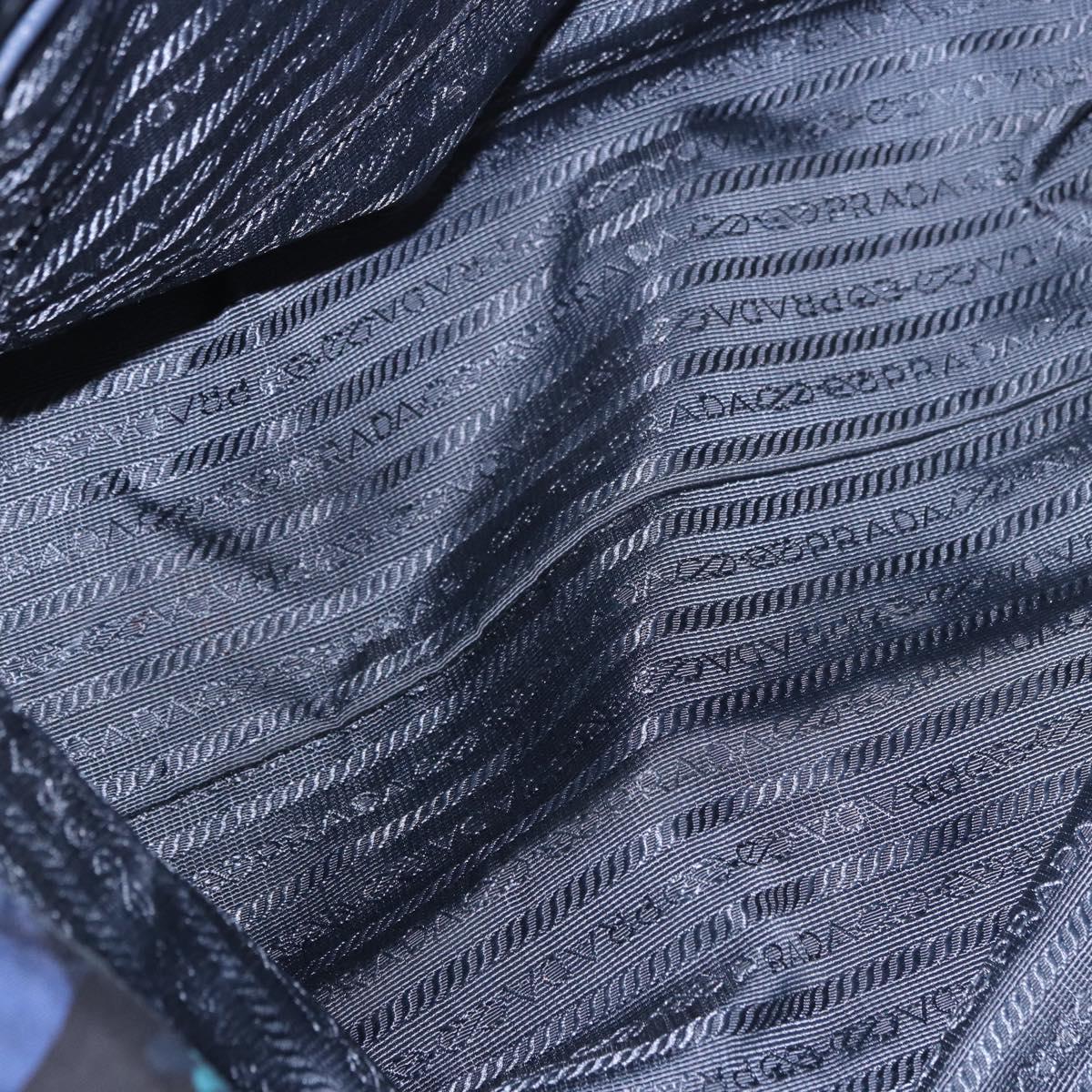 PRADA Tote Bag Nylon Blue Silver Auth ka4864