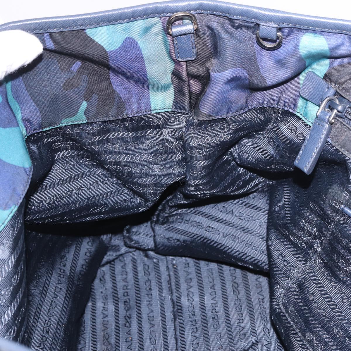 PRADA Tote Bag Nylon Blue Silver Auth ka4864