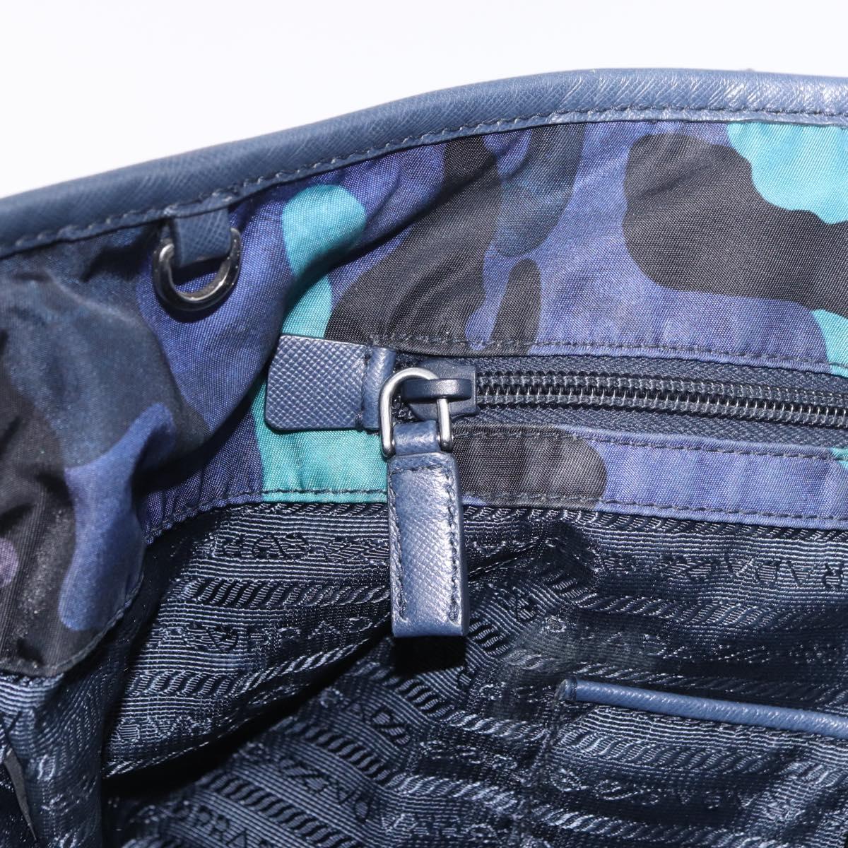 PRADA Tote Bag Nylon Blue Silver Auth ka4864