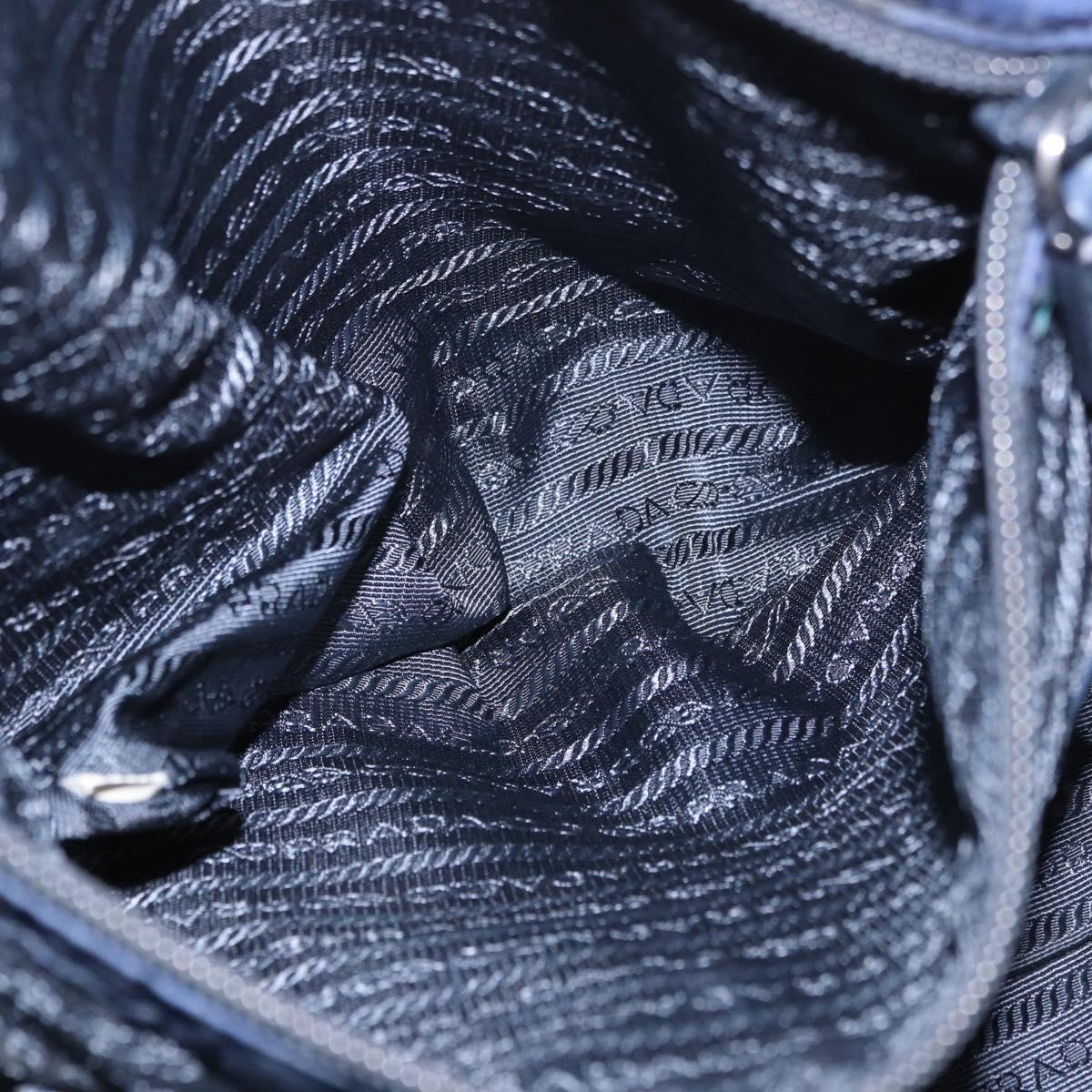 PRADA Tote Bag Nylon Blue Silver Auth ka4864