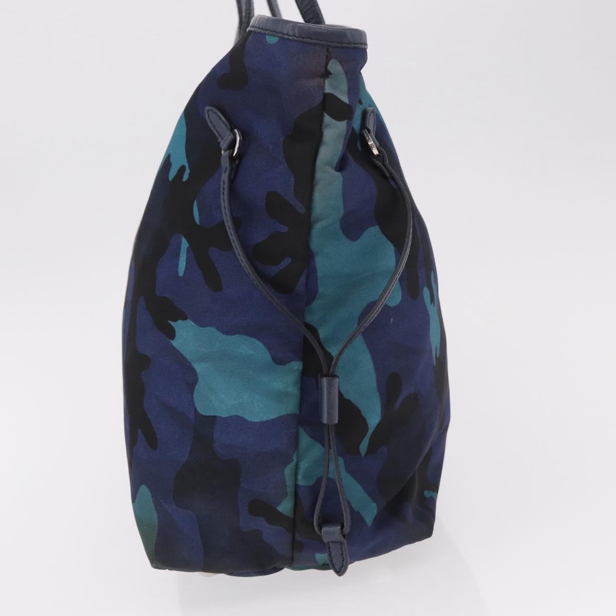 PRADA Tote Bag Nylon Blue Silver Auth ka4864