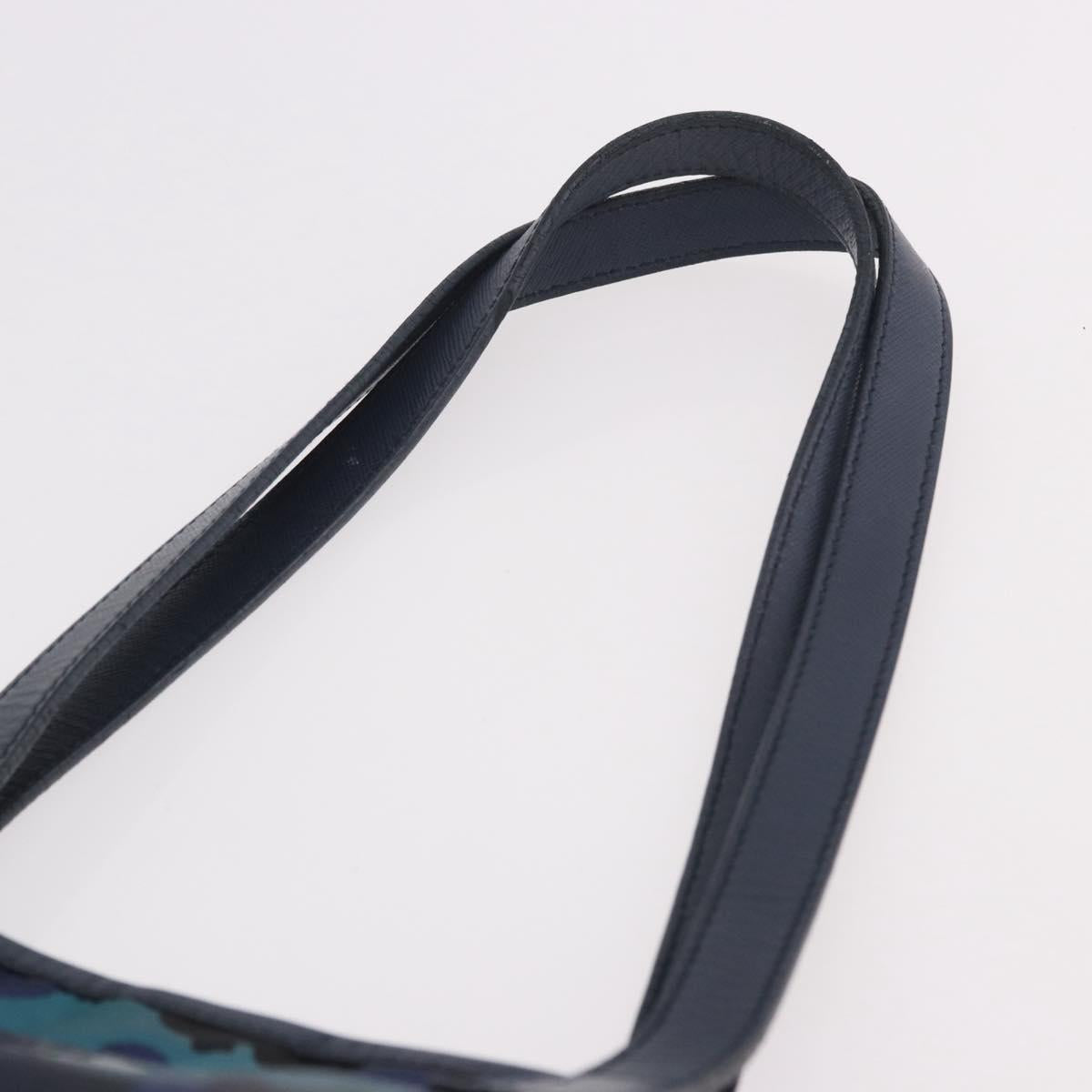PRADA Tote Bag Nylon Blue Silver Auth ka4864