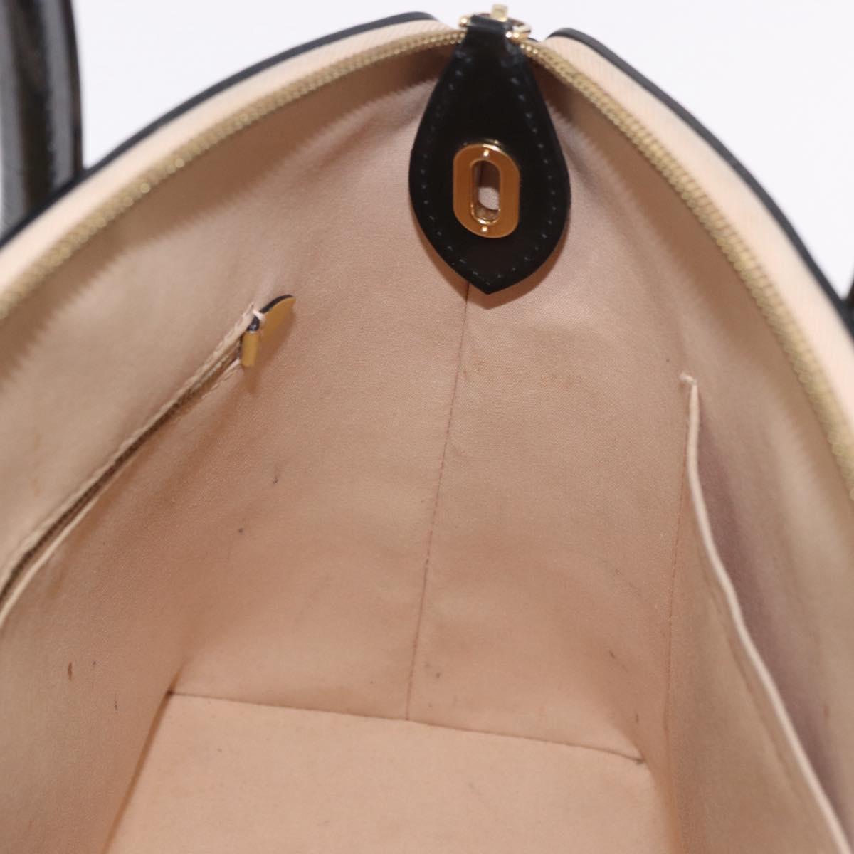 LOUIS VUITTON Monogram Vernis Lockit PM Tote Bag Beige Black M90251 Auth ka4865