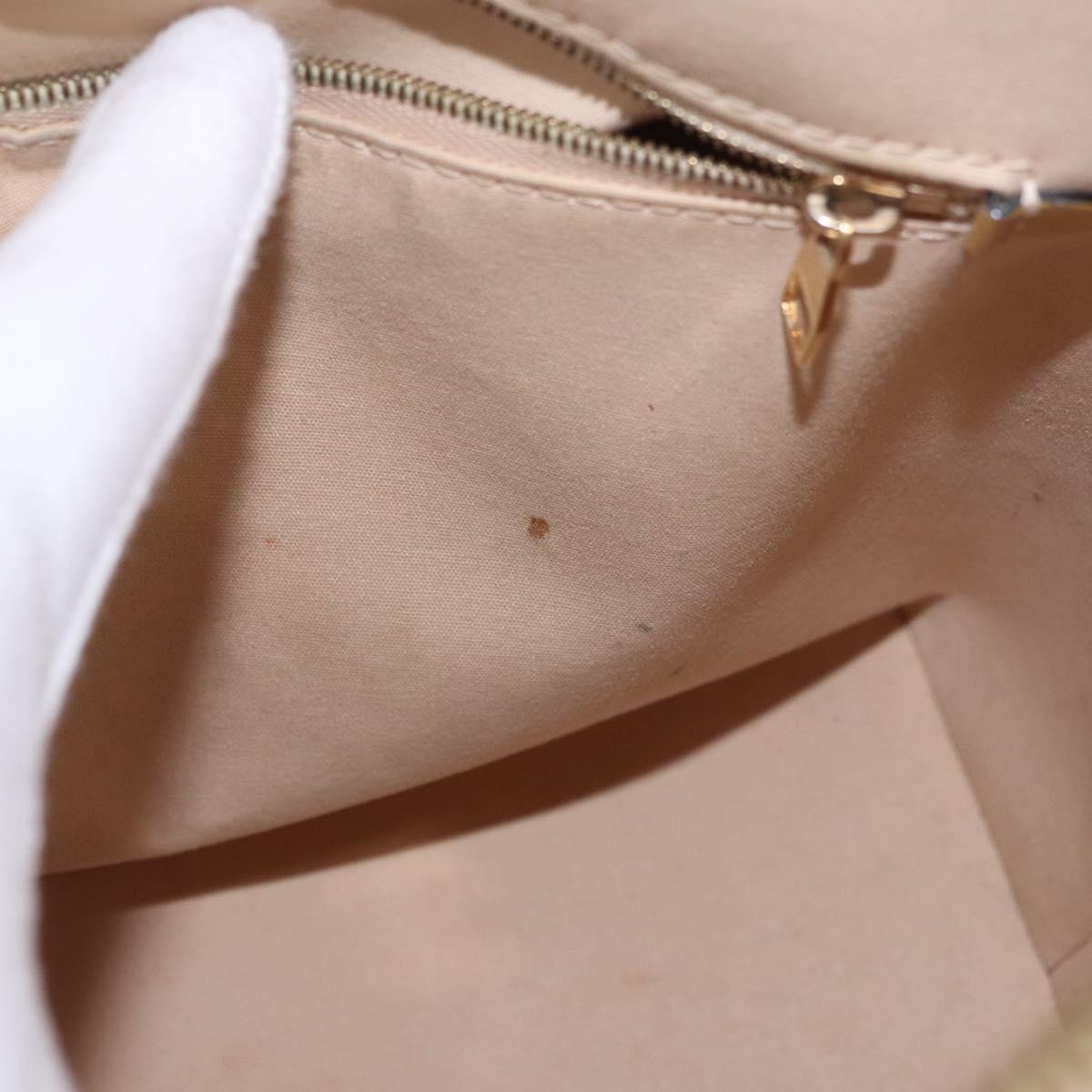LOUIS VUITTON Monogram Vernis Lockit PM Tote Bag Beige Black M90251 Auth ka4865