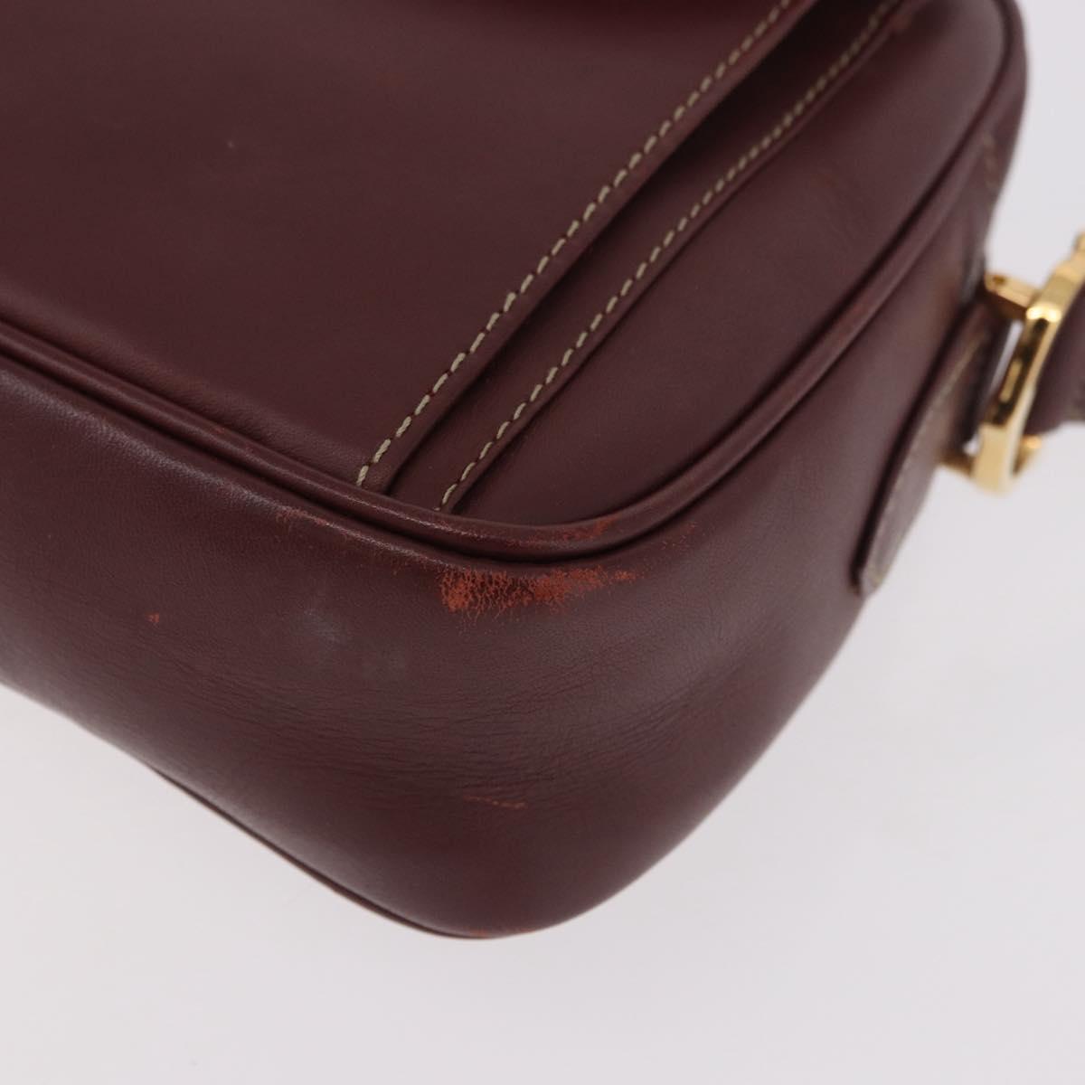 CARTIER Must Line Shoulder Bag Leather Bordeaux Gold Auth ka4870