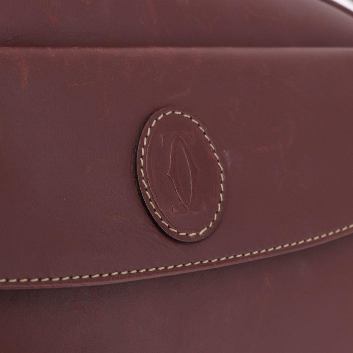 CARTIER Must Line Shoulder Bag Leather Bordeaux Gold Auth ka4870