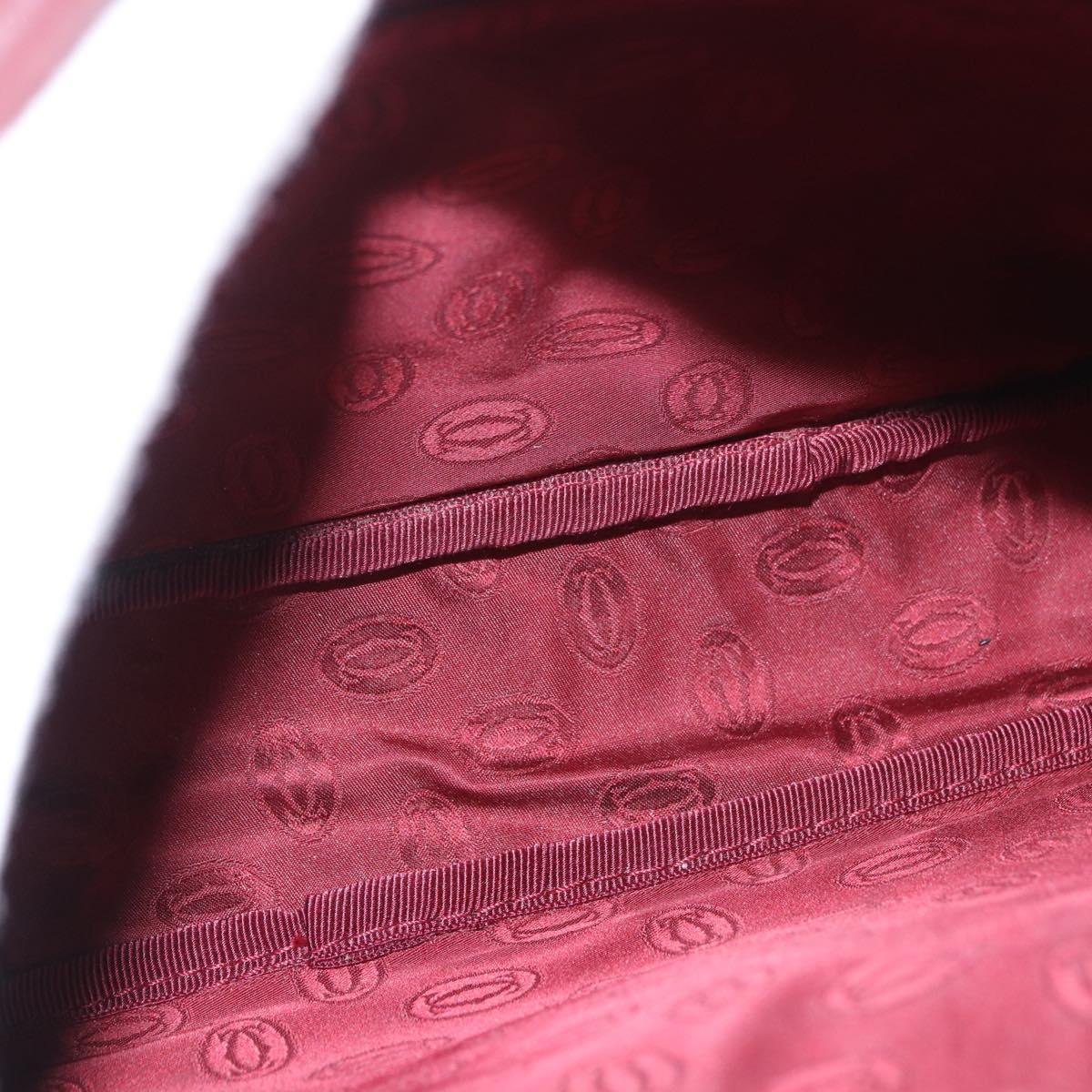 CARTIER Must Line Shoulder Bag Leather Bordeaux Gold Auth ka4870