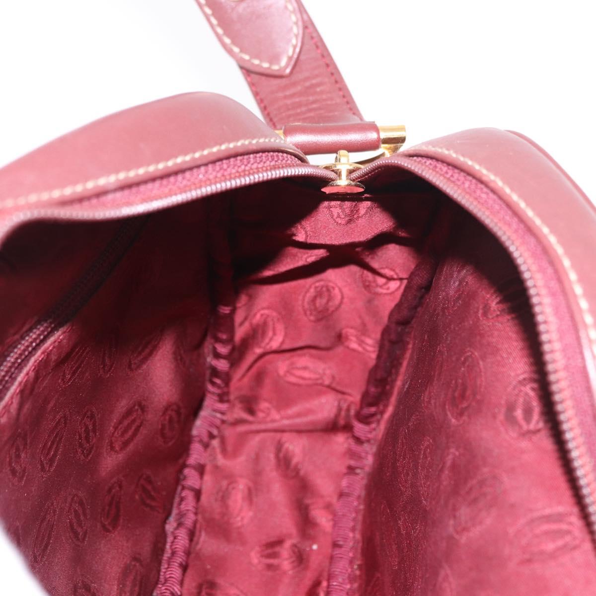 CARTIER Must Line Shoulder Bag Leather Bordeaux Gold Auth ka4870
