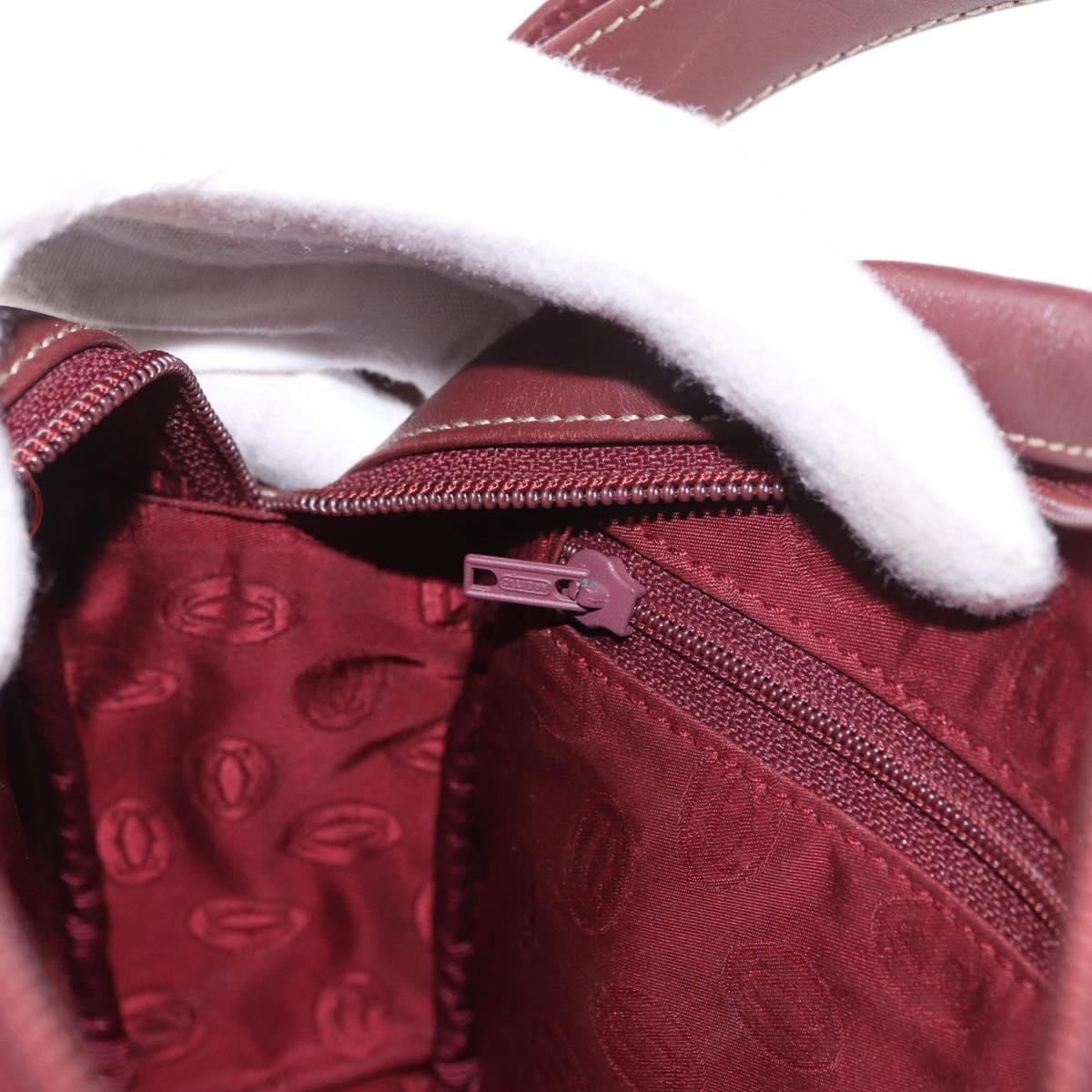 CARTIER Must Line Shoulder Bag Leather Bordeaux Gold Auth ka4870