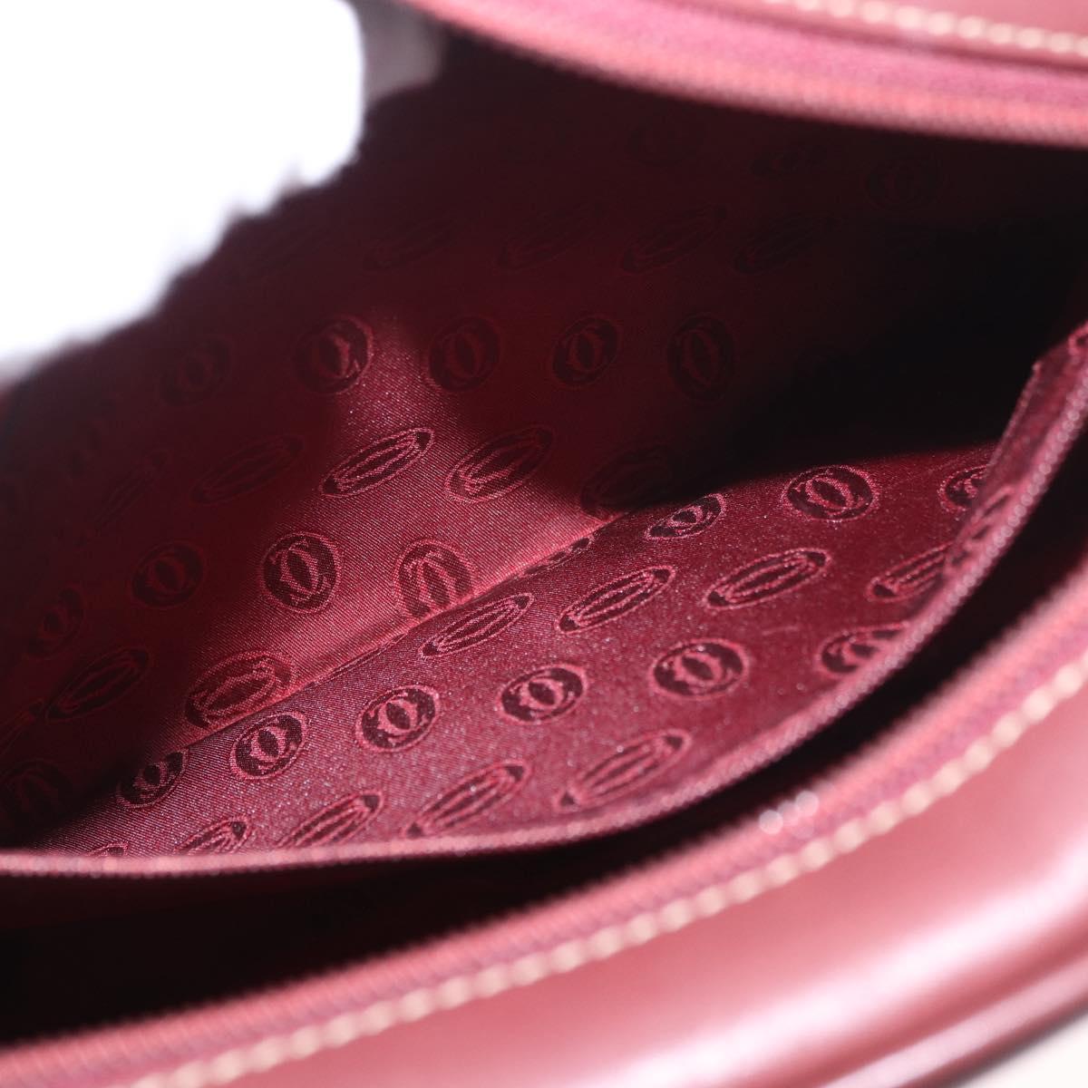 CARTIER Must Line Shoulder Bag Leather Bordeaux Gold Auth ka4870