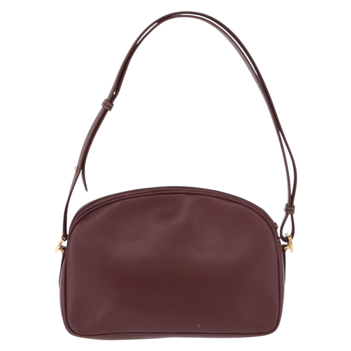 CARTIER Must Line Shoulder Bag Leather Bordeaux Gold Auth ka4870