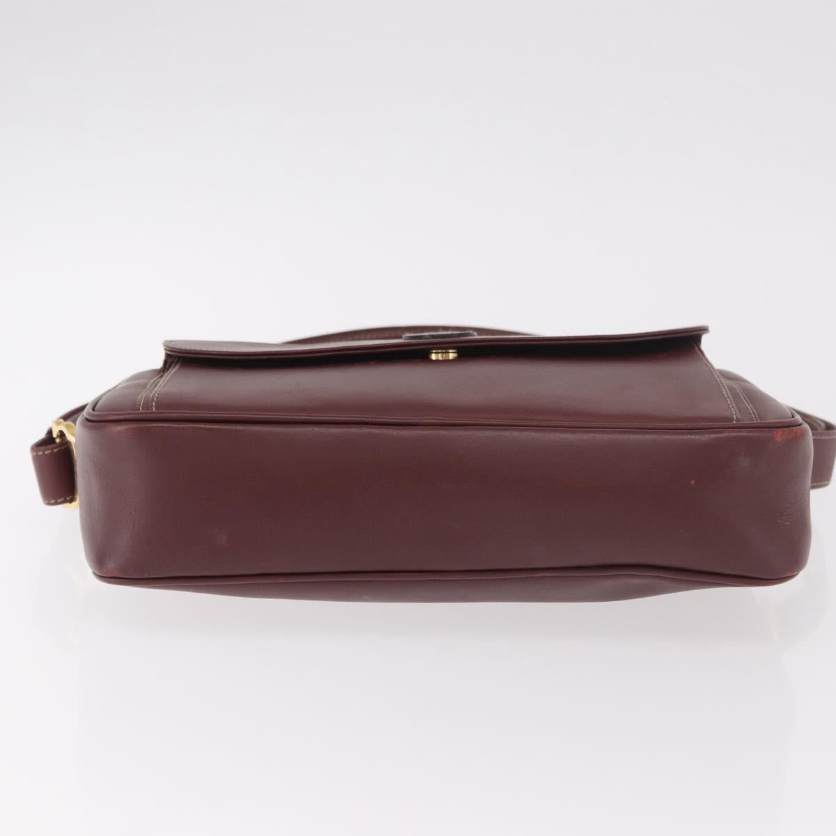 CARTIER Must Line Shoulder Bag Leather Bordeaux Gold Auth ka4870