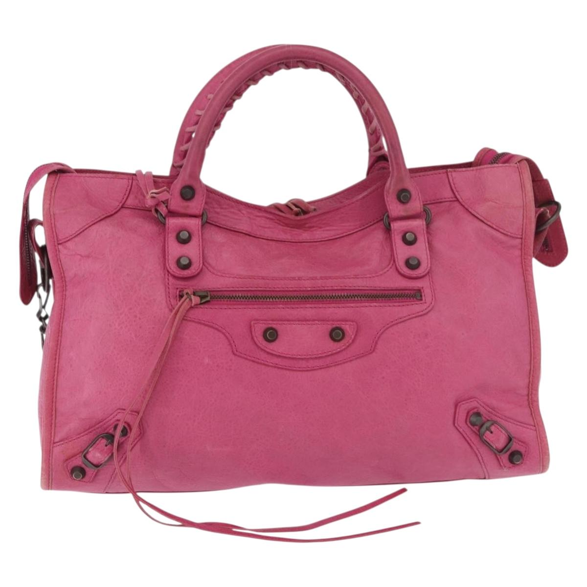 BALENCIAGA The City Hand Bag Leather 2way Pink 115748 Auth ka4873SAM