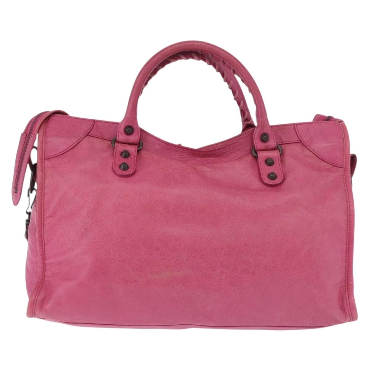 BALENCIAGA The City Hand Bag Leather 2way Pink 115748 Auth ka4873SAM