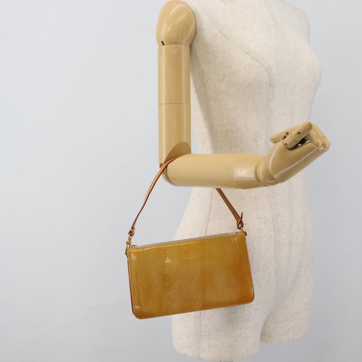 LOUIS VUITTON Monogram Vernis Lexington Pouch Beige M91010 LV Auth ka4881