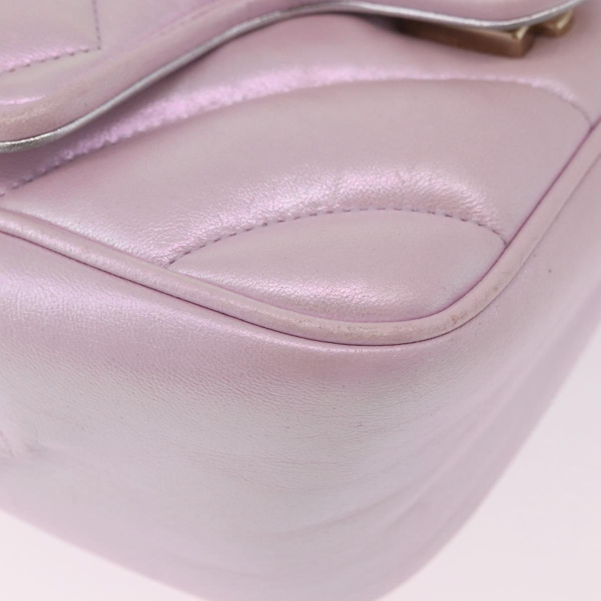 GUCCI GG Marmont Chain Shoulder Bag Leather Pink Gold 739682 Auth ka4883M