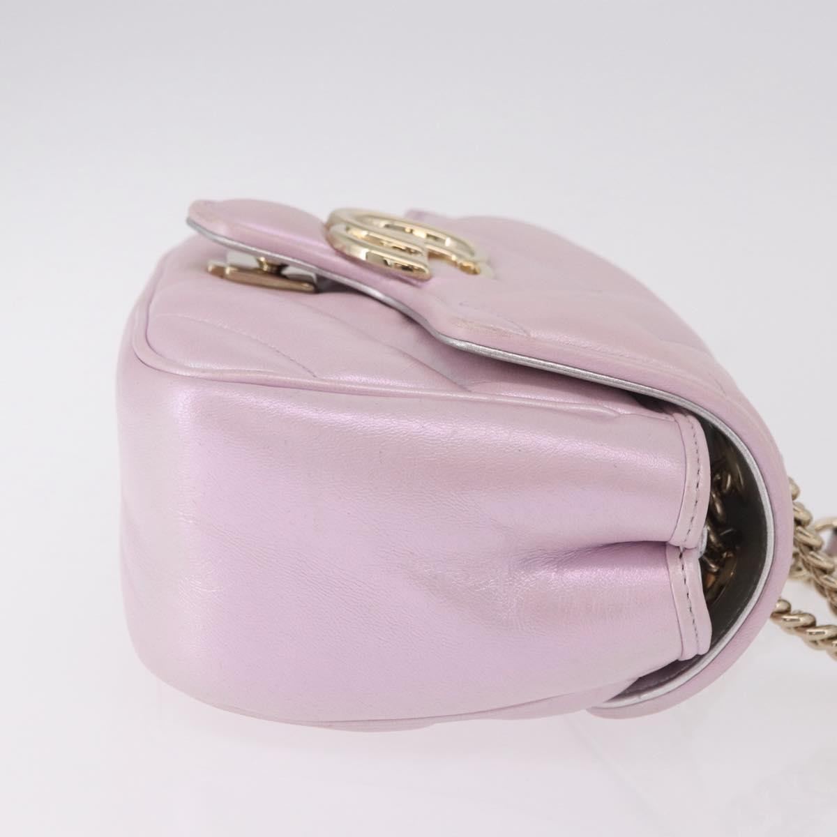 GUCCI GG Marmont Chain Shoulder Bag Leather Pink Gold 739682 Auth ka4883M