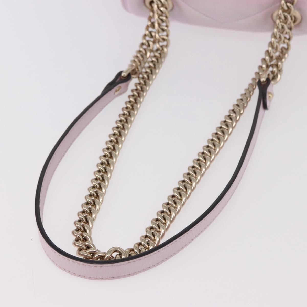 GUCCI GG Marmont Chain Shoulder Bag Leather Pink Gold 739682 Auth ka4883M