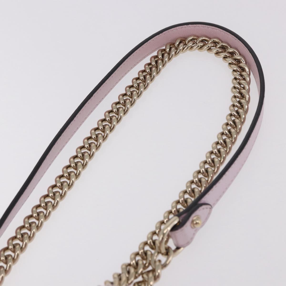 GUCCI GG Marmont Chain Shoulder Bag Leather Pink Gold 739682 Auth ka4883M