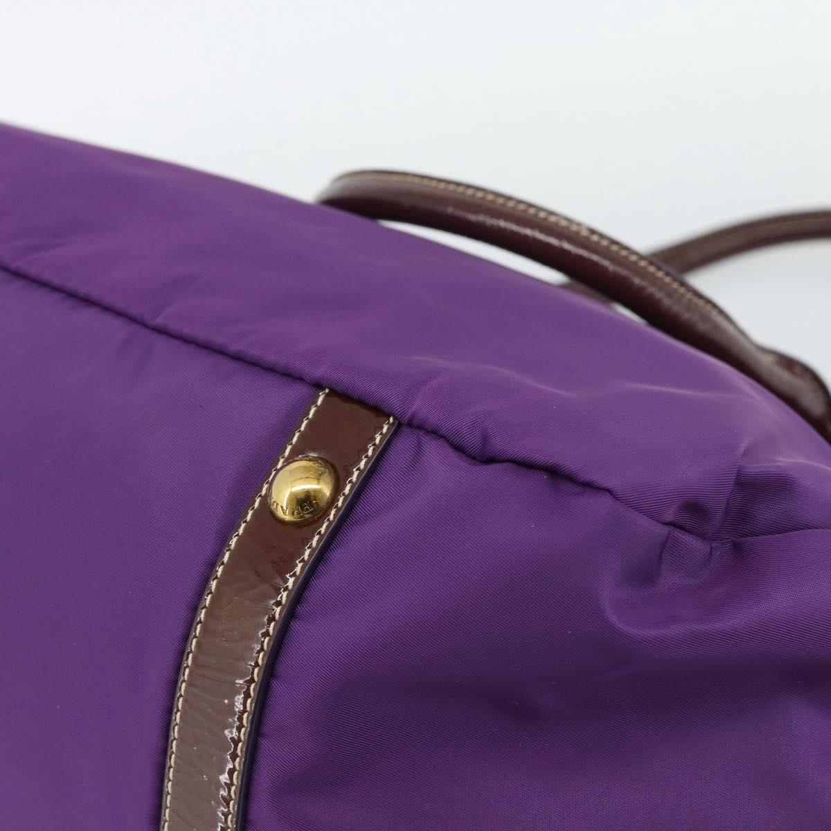 PRADA Hand Bag Nylon Purple Gold Auth ka4889A
