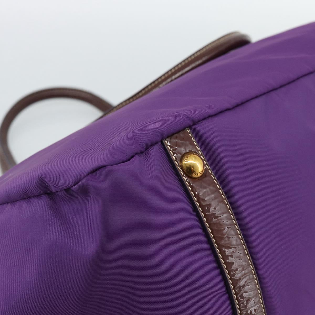 PRADA Hand Bag Nylon Purple Gold Auth ka4889A