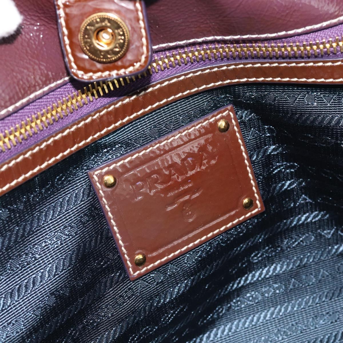 PRADA Hand Bag Nylon Purple Gold Auth ka4889A