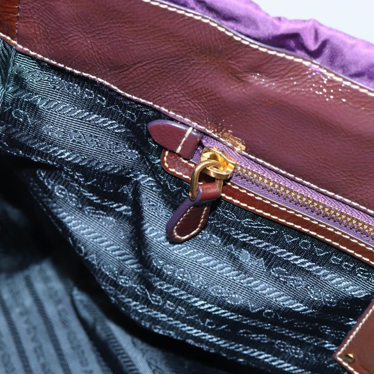 PRADA Hand Bag Nylon Purple Gold Auth ka4889A