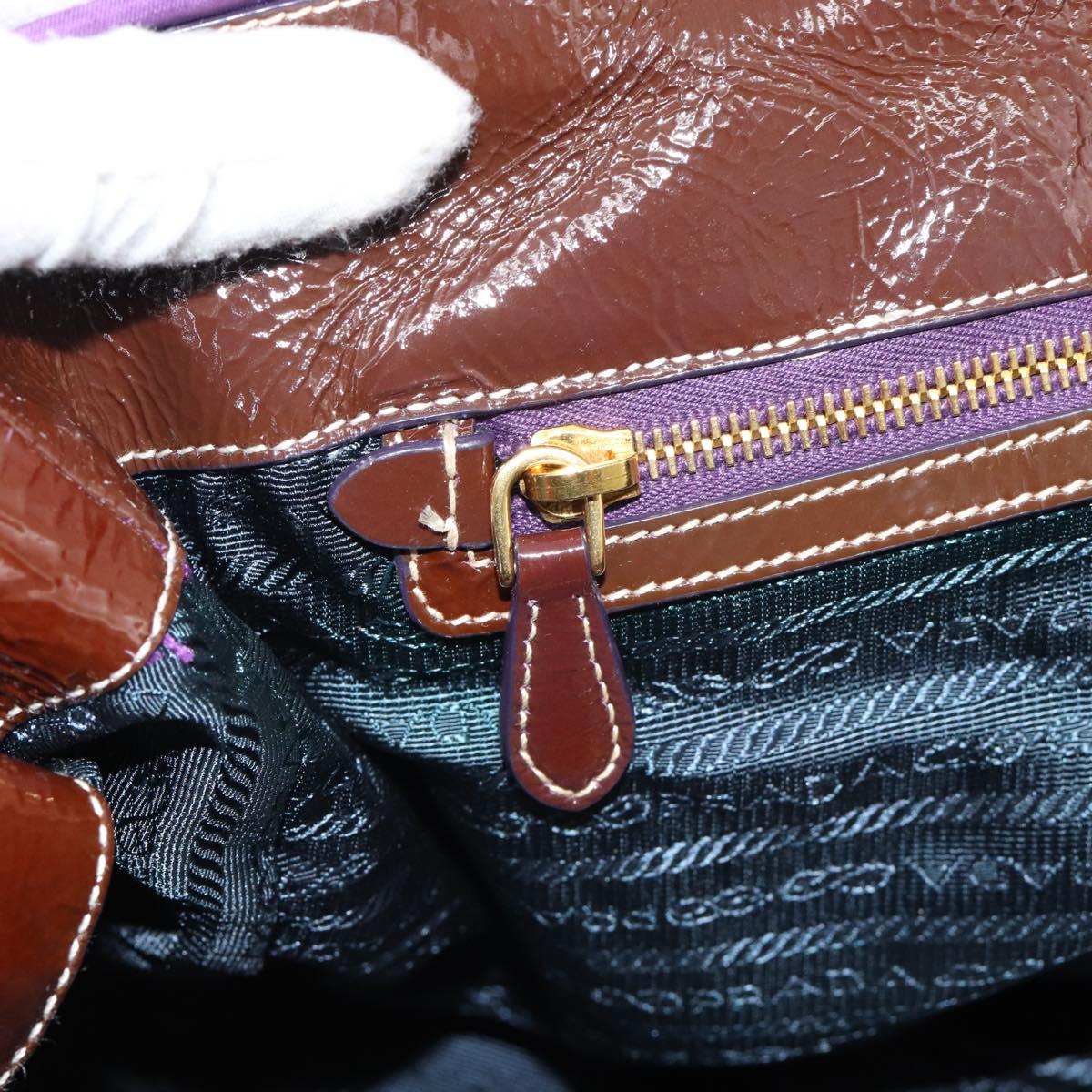 PRADA Hand Bag Nylon Purple Gold Auth ka4889A