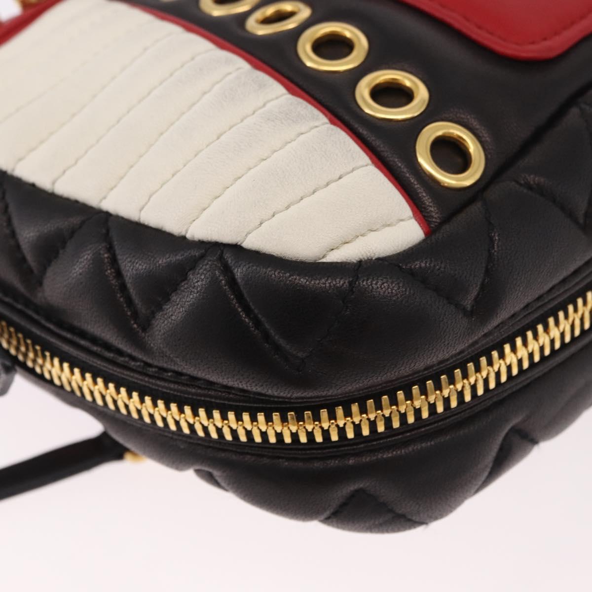 Miu Miu Biker Bag Shoulder Bag Lamb Skin Red Gold Auth ka4894M