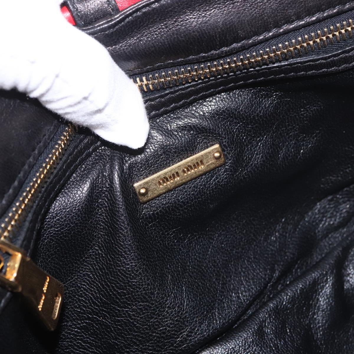 Miu Miu Biker Bag Shoulder Bag Lamb Skin Red Gold Auth ka4894M