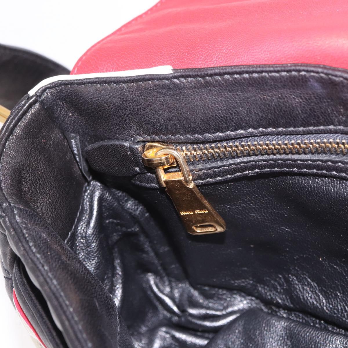 Miu Miu Biker Bag Shoulder Bag Lamb Skin Red Gold Auth ka4894M