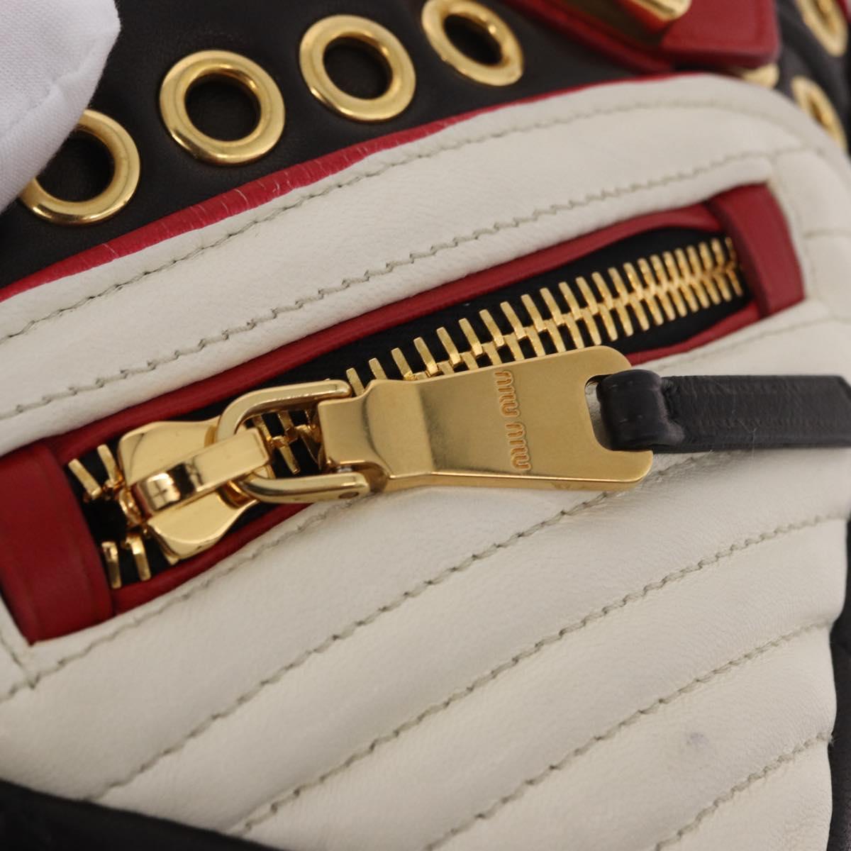 Miu Miu Biker Bag Shoulder Bag Lamb Skin Red Gold Auth ka4894M