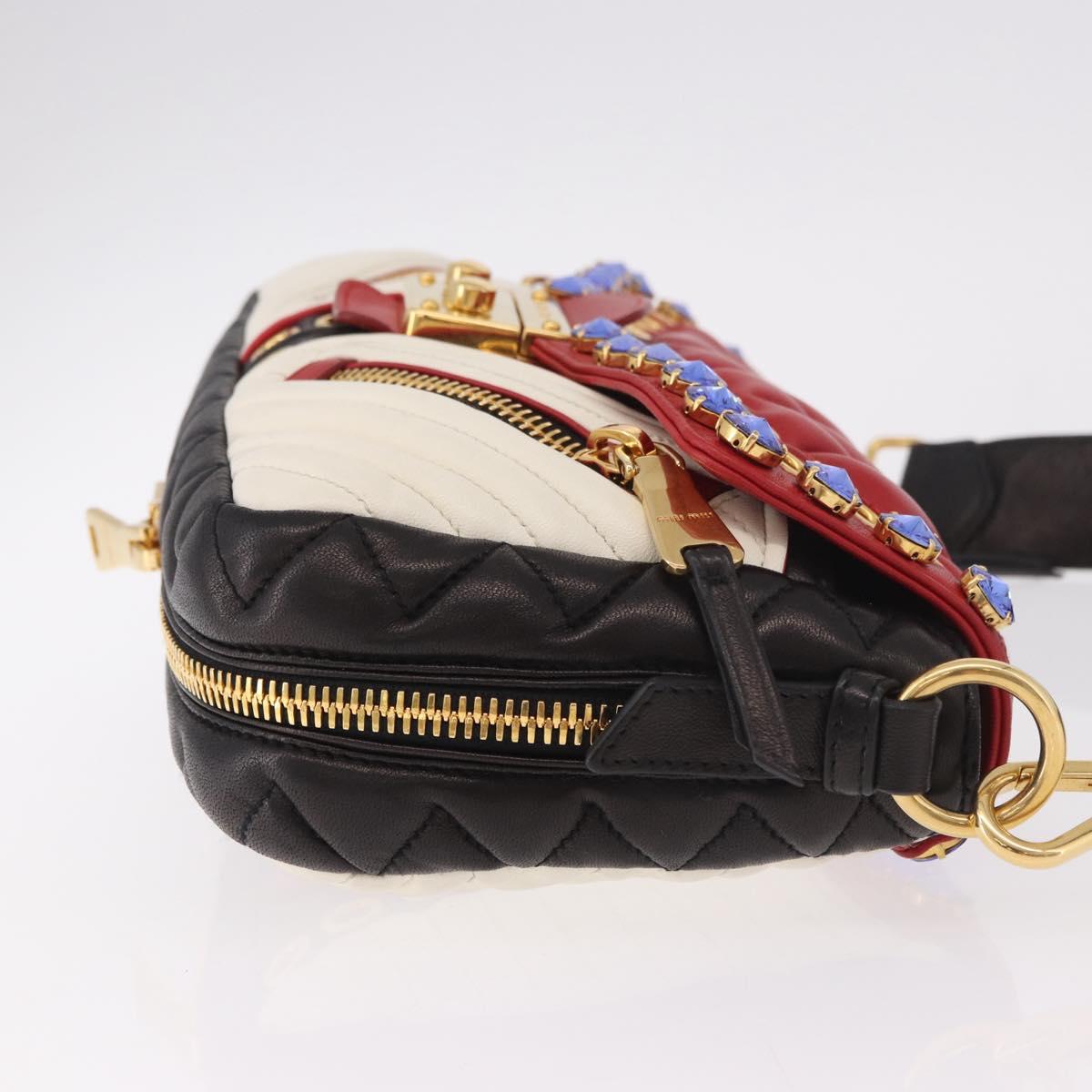 Miu Miu Biker Bag Shoulder Bag Lamb Skin Red Gold Auth ka4894M