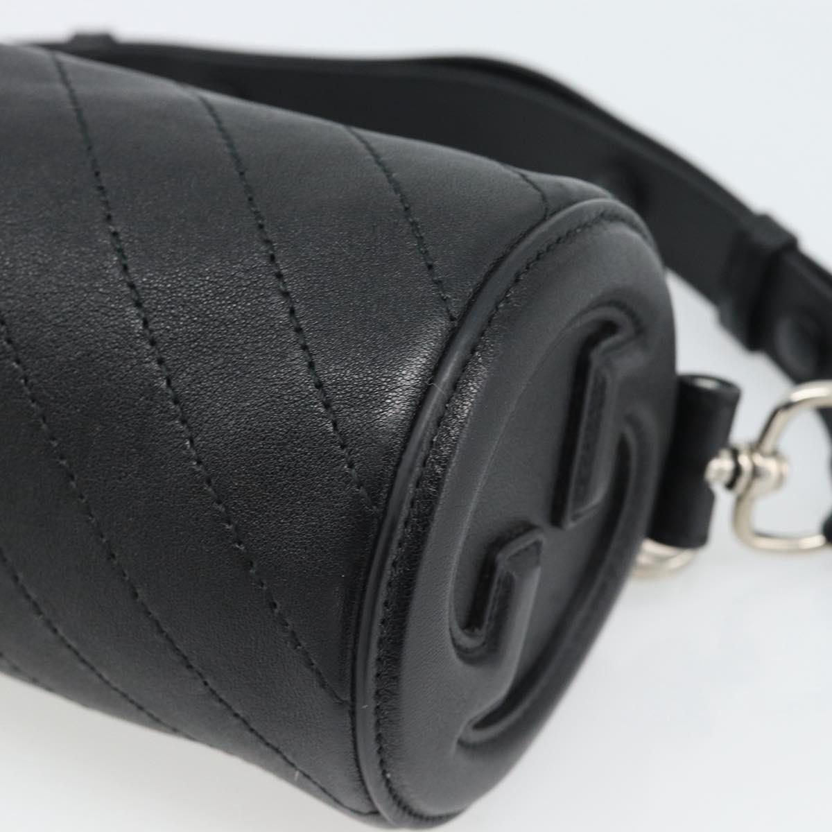 GUCCI Shoulder Bag Leather Black Silver Auth ka4898V