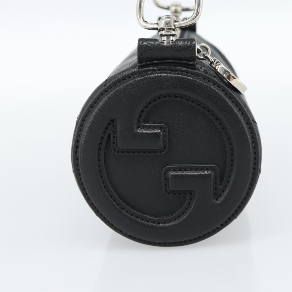 GUCCI Shoulder Bag Leather Black Silver Auth ka4898V