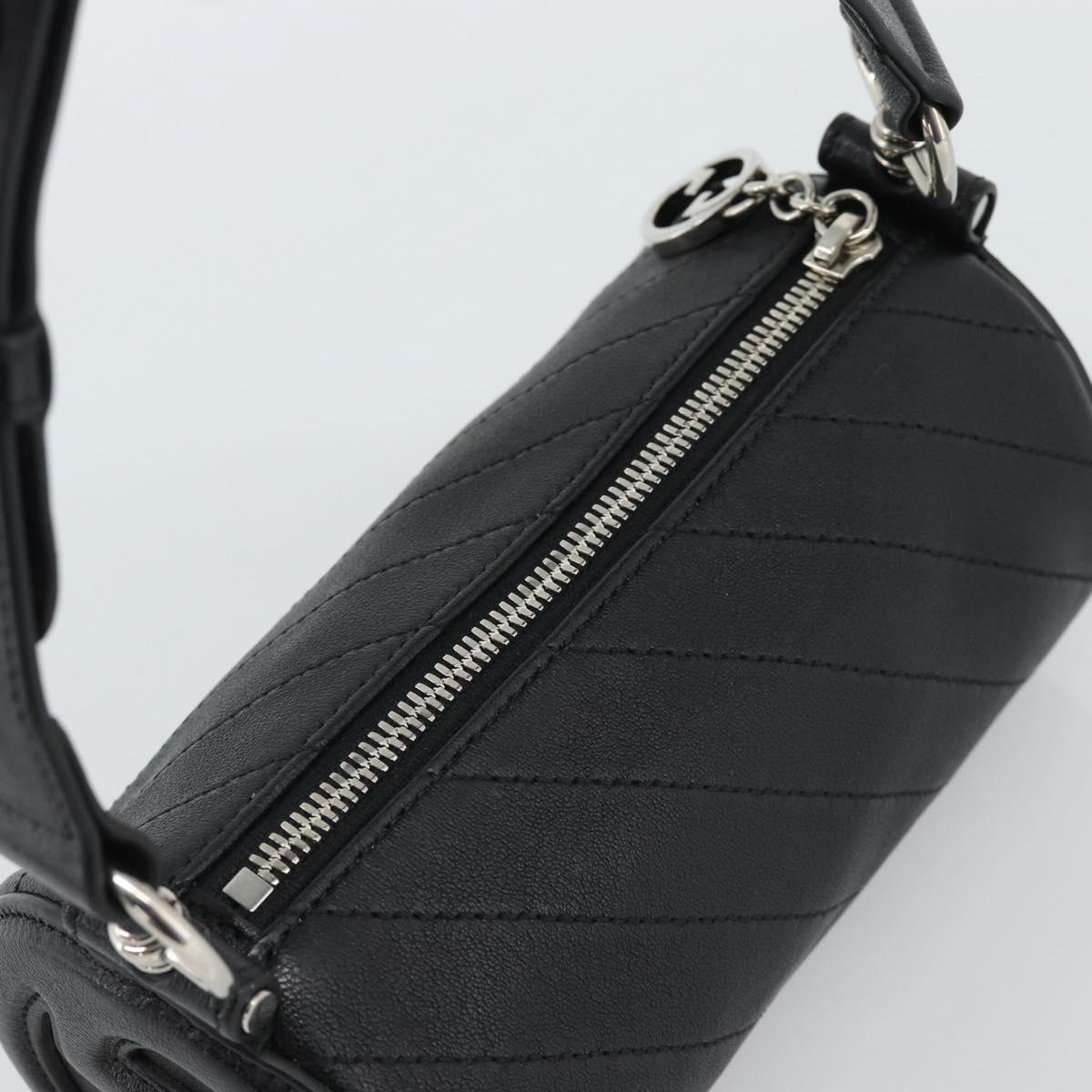 GUCCI Shoulder Bag Leather Black Silver Auth ka4898V