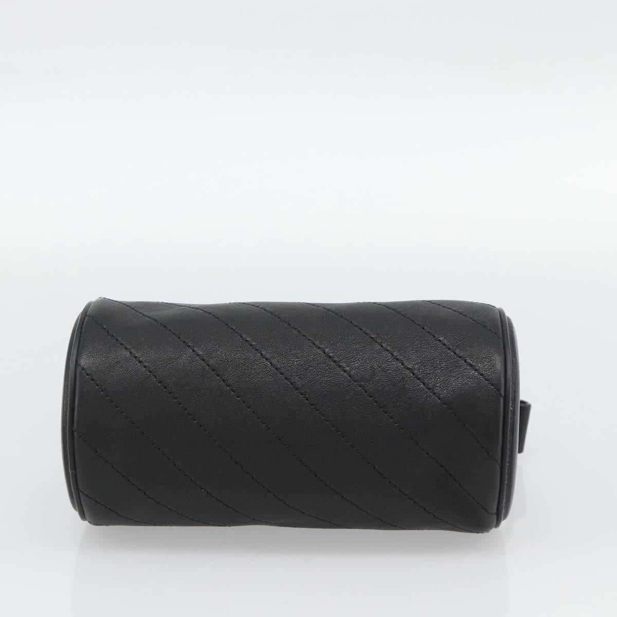 GUCCI Shoulder Bag Leather Black Silver Auth ka4898V