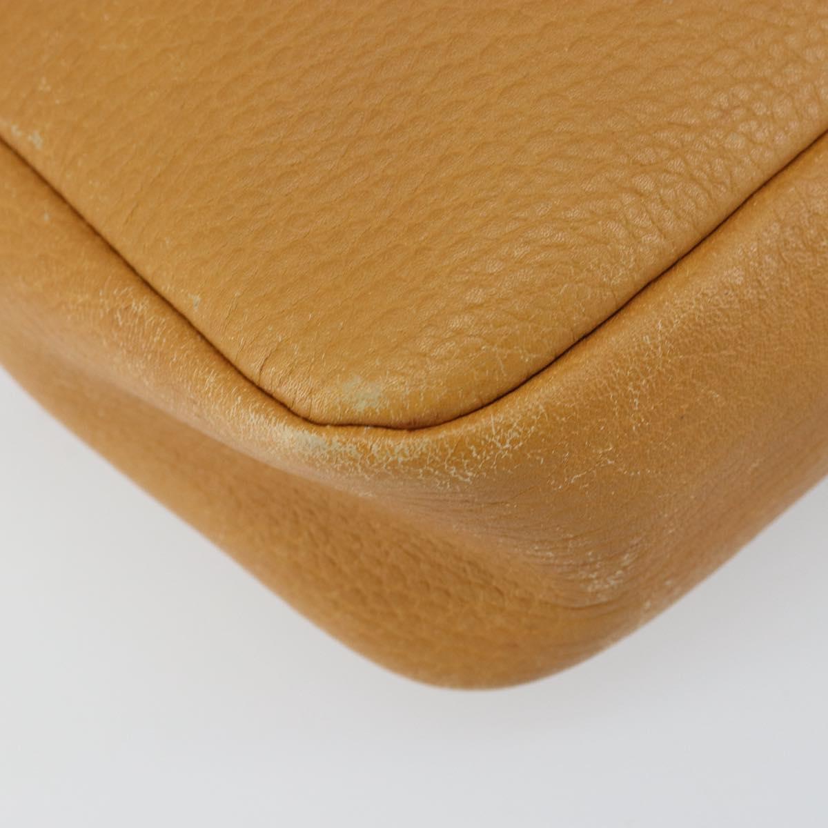 LOEWE Anagram Shoulder Bag Leather Brown Gold Auth ka490