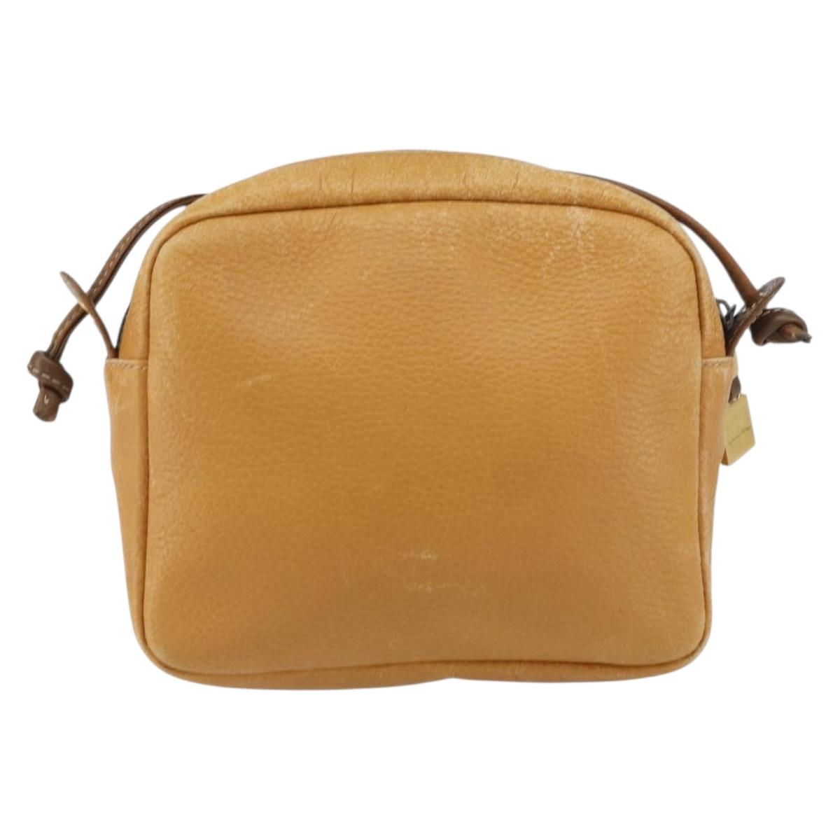 LOEWE Anagram Shoulder Bag Leather Brown Gold Auth ka490