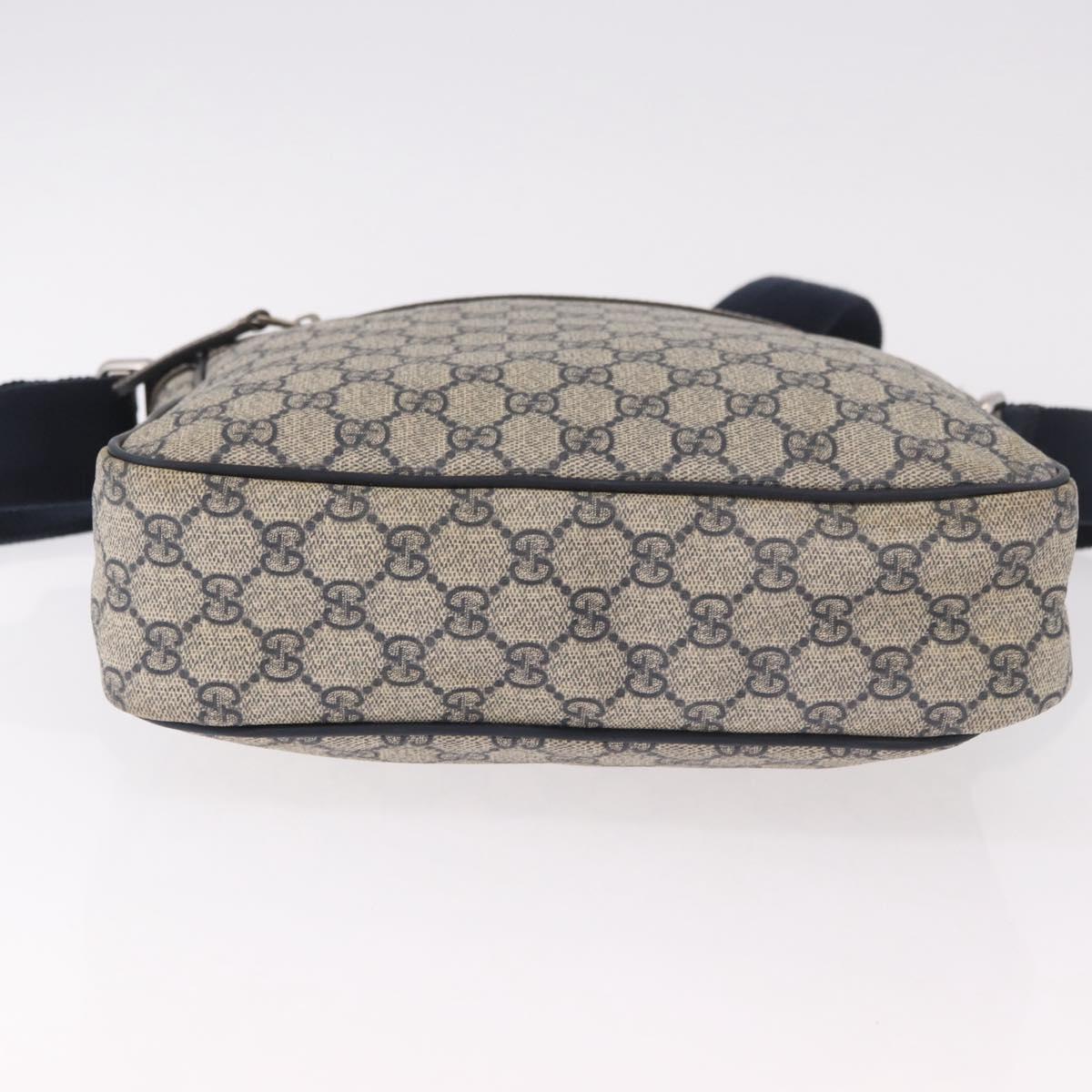 GUCCI GG Supreme Shoulder Bag PVC Navy Silver 201448 Auth ka4904