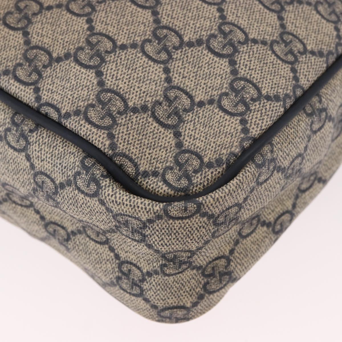 GUCCI GG Supreme Shoulder Bag PVC Navy Silver 201448 Auth ka4904