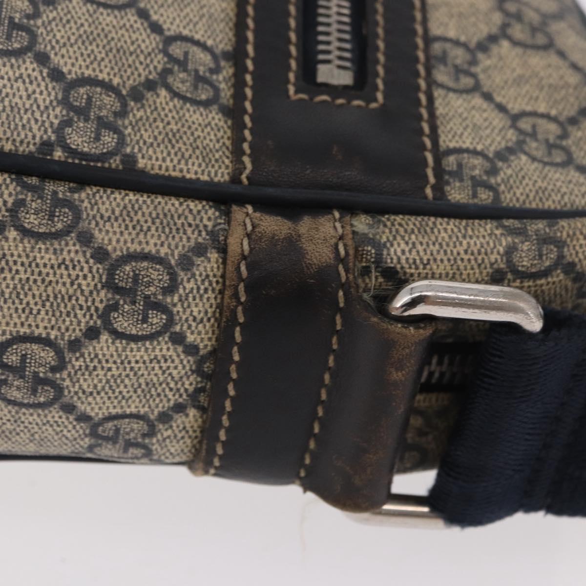 GUCCI GG Supreme Shoulder Bag PVC Navy Silver 201448 Auth ka4904