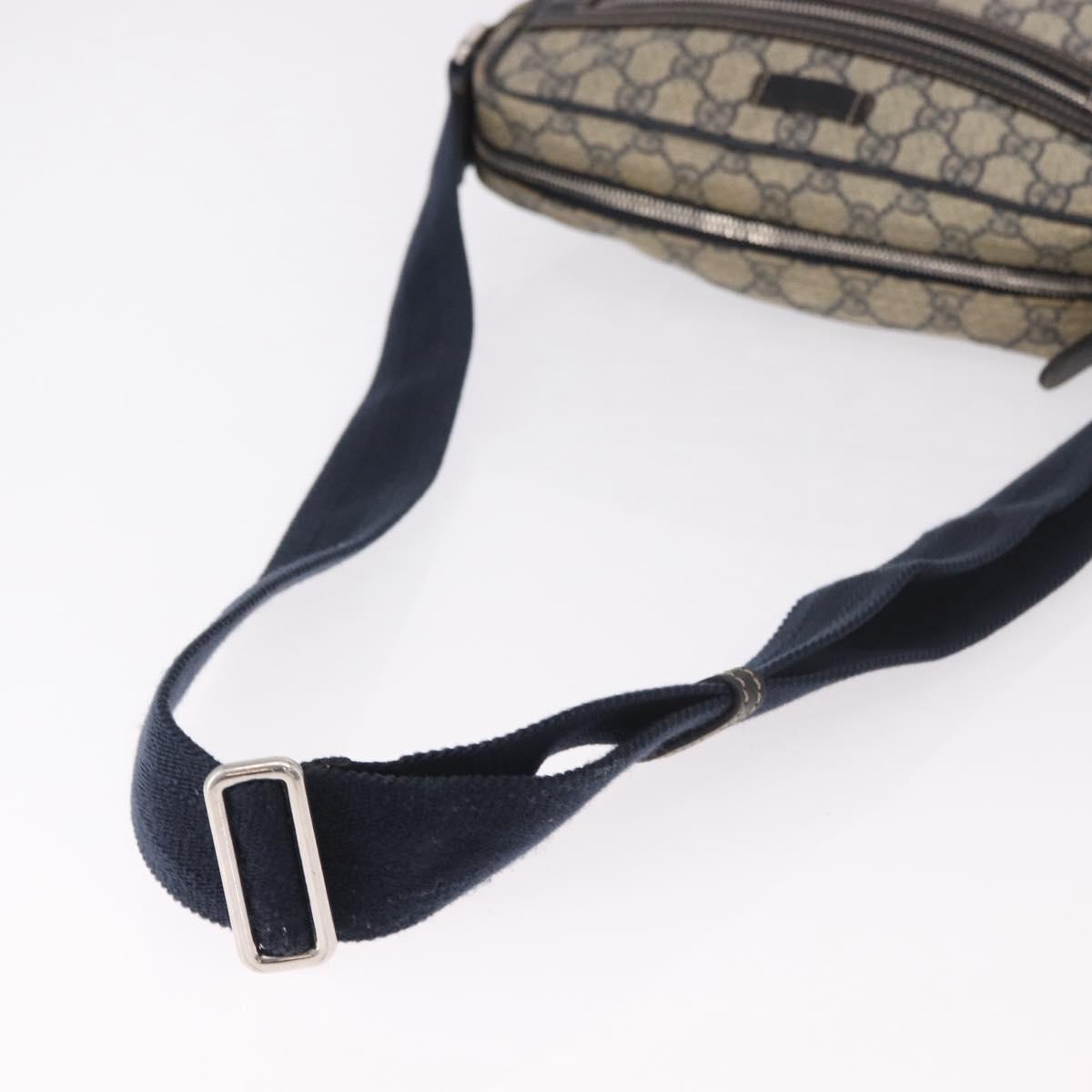 GUCCI GG Supreme Shoulder Bag PVC Navy Silver 201448 Auth ka4904