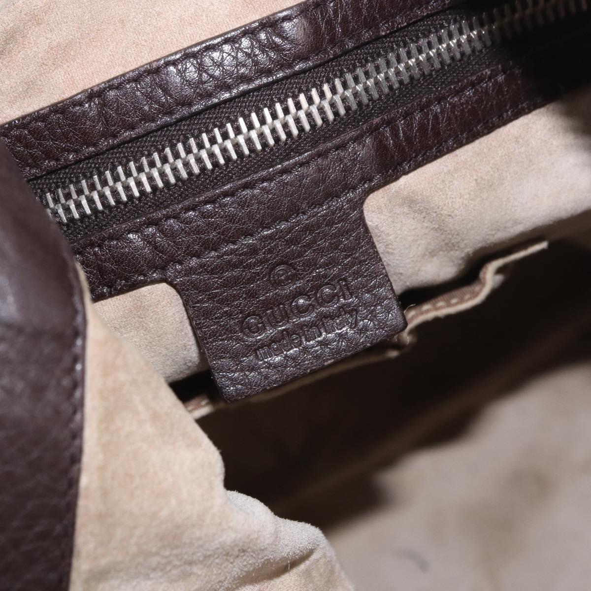 GUCCI Shoulder Bag Leather Brown Silver 233329 Auth ka4905