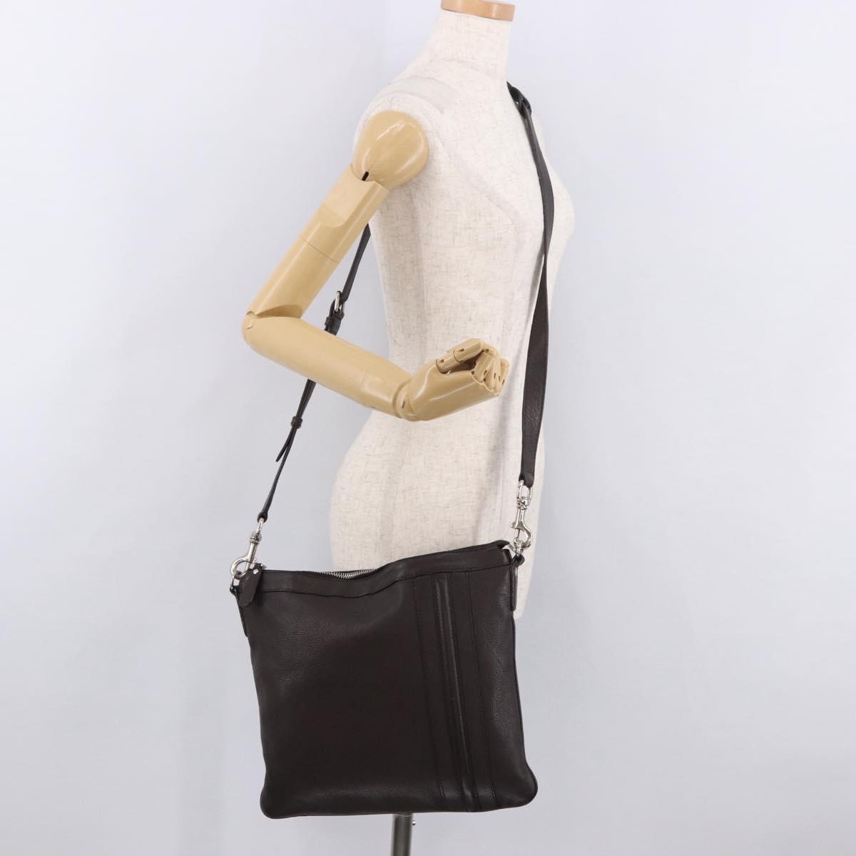 GUCCI Shoulder Bag Leather Brown Silver 233329 Auth ka4905