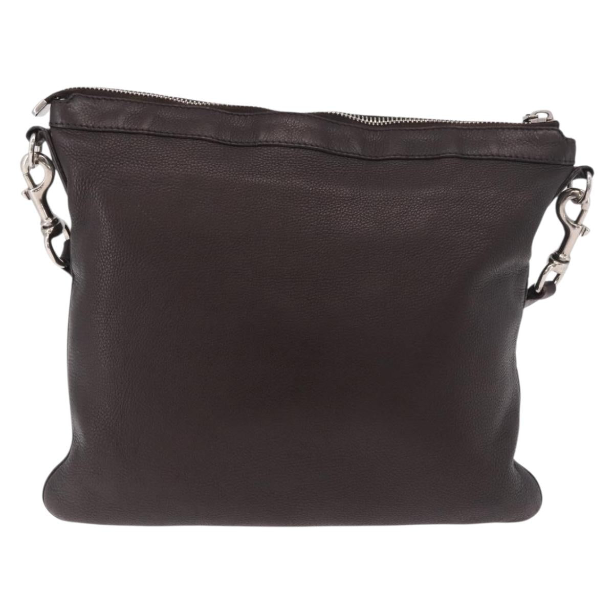GUCCI Shoulder Bag Leather Brown Silver 233329 Auth ka4905