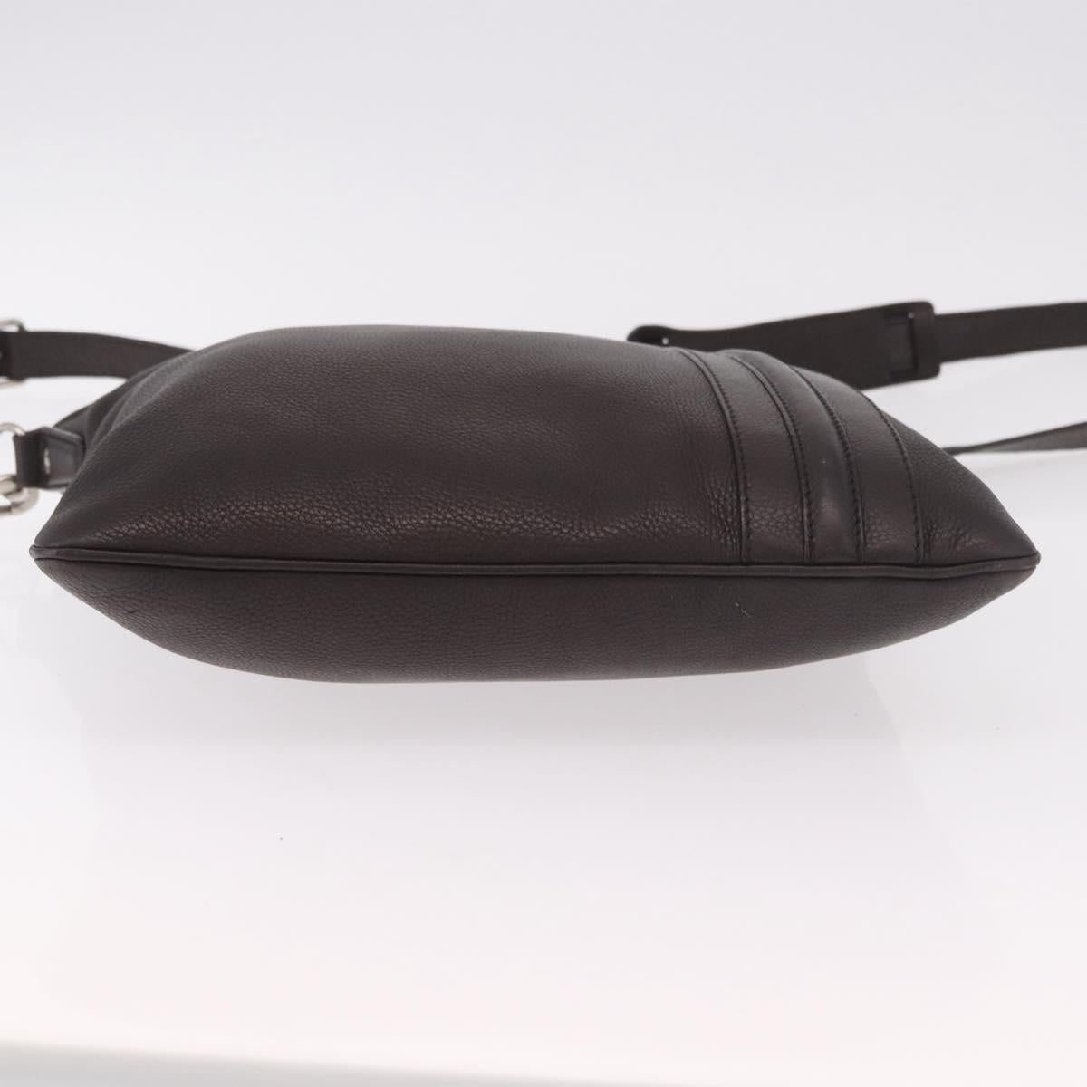 GUCCI Shoulder Bag Leather Brown Silver 233329 Auth ka4905